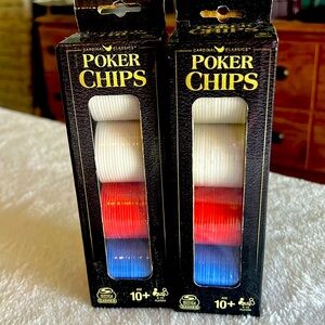 NIB X 2 Cardinal 100 Poker Chips Red White And Blue (200 chips total)